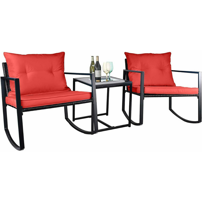 Premium Outdoor 3 Piece Rocking Table And Chairs Bistro Set