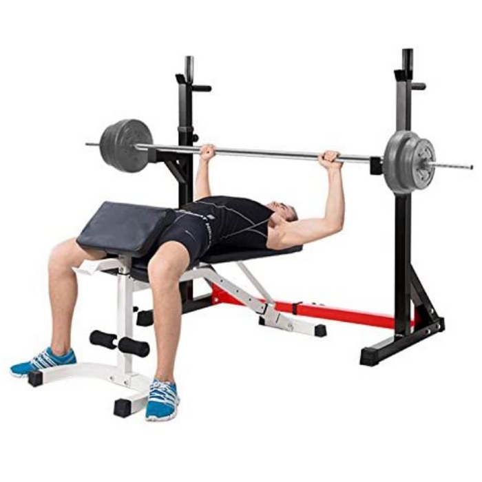 Adjustable Home Gym Bench Press And Squat Barbell Half Rack