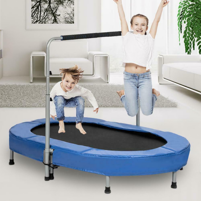 Small Foldable Fitness Workout Exercise Trampoline With Handlebar 56"