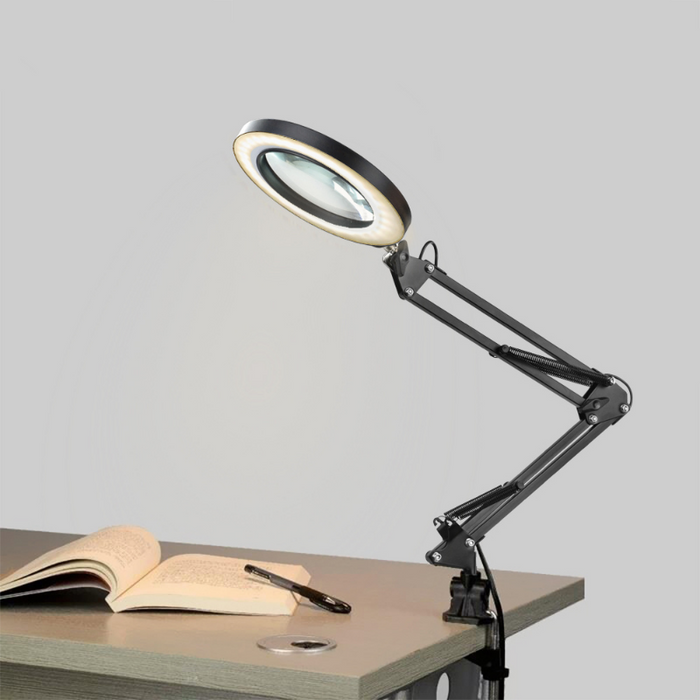 Flexible LED Lighted Magnifying Desk Glass Lamp