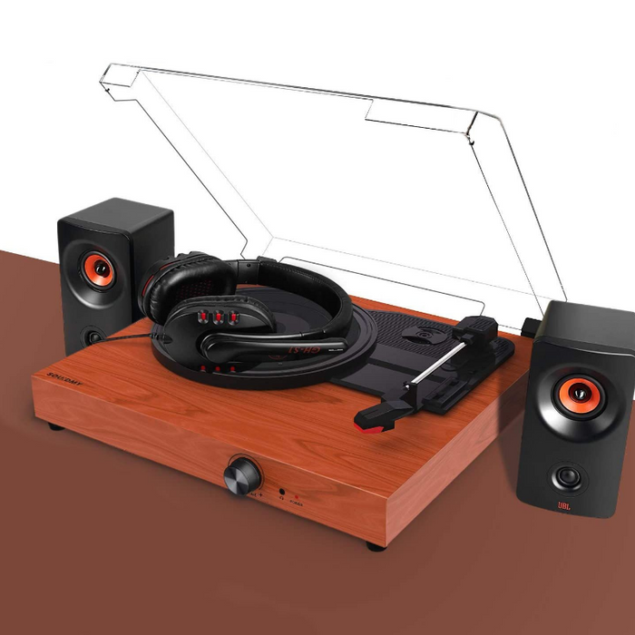 Portable Wooden Retro Bluetooth Vinyl Record Player
