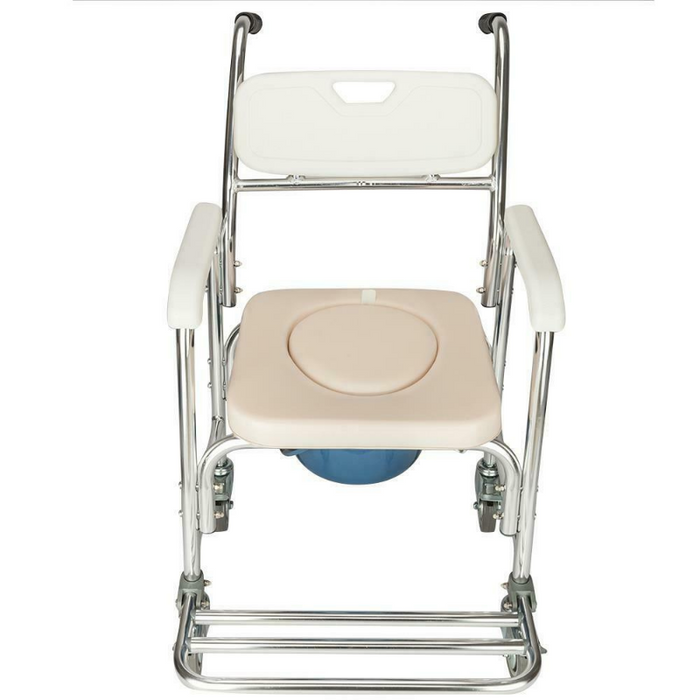 Portable Rolling Bedside Commode Shower Chair With Wheels