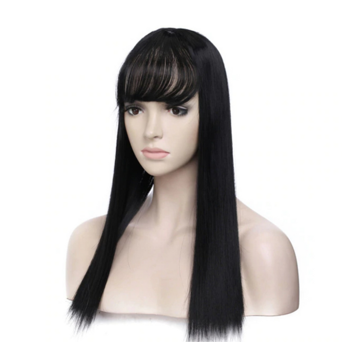 Women's Natural Synthetic Clip On Hair Topper With Bangs