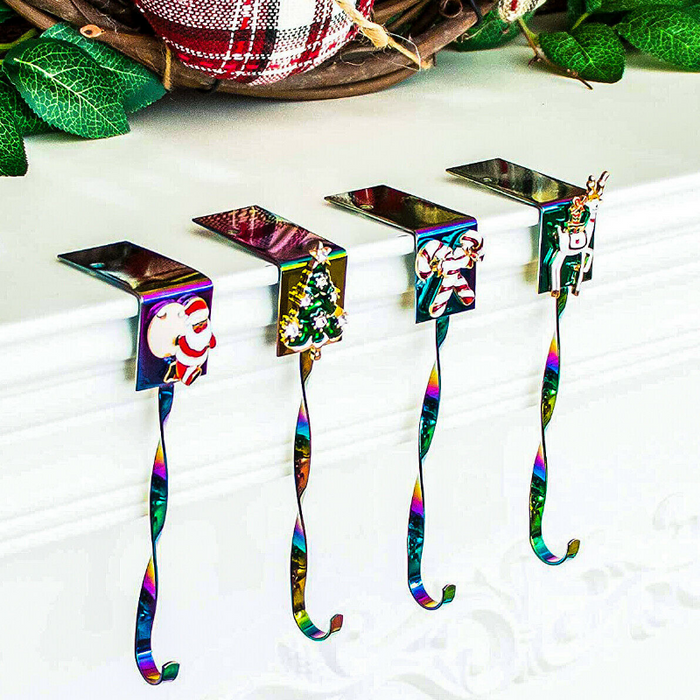 All In One Christmas Mantle Stocking Holder Set