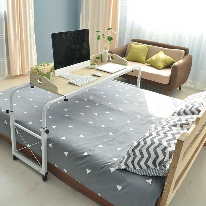 Large Spacious Adjustable Over Bed Table With Wheels