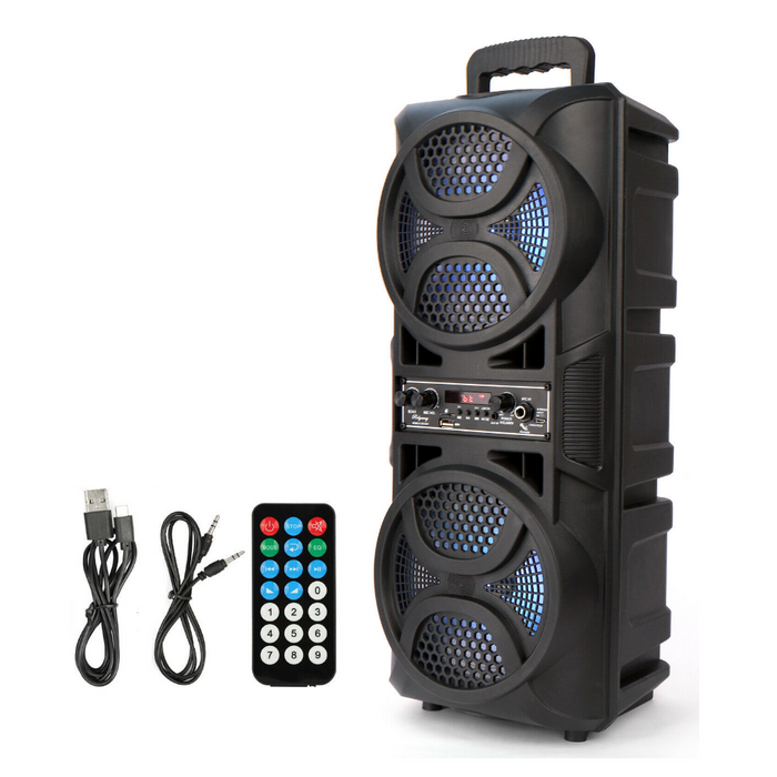 Portable Compact Dual DJ Bluetooth Party Box Speaker With Lights