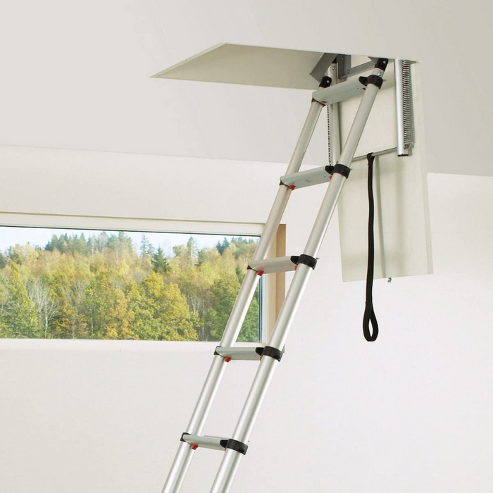 Hooked Compact Telescoping Attic Access Stair Steps Ladder With Hooks