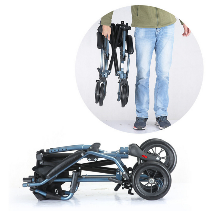 Premium Portable Foldable Heavy Duty Transport Wheelchair Lightweight