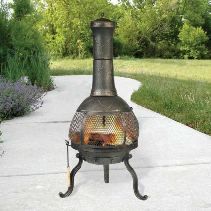 Large Outdoor Cast Iron Wood Burning Chimenea Fireplace