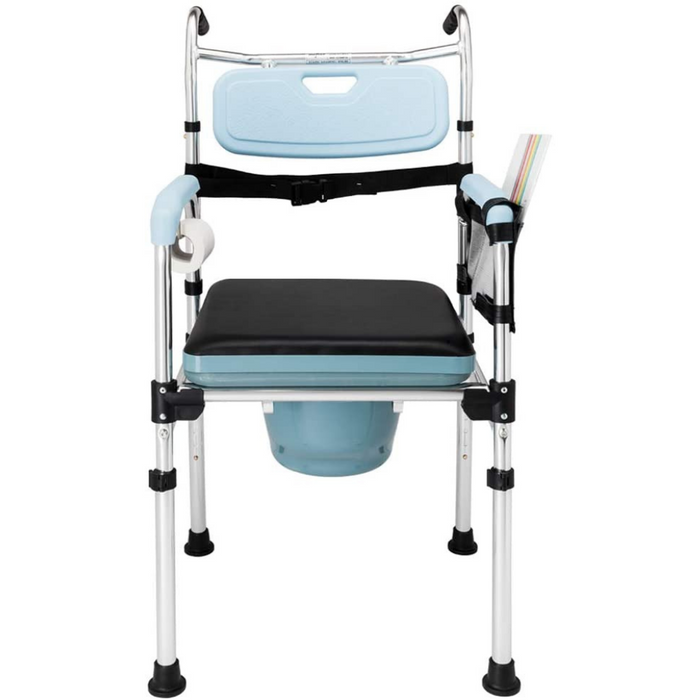 Heavy Duty Rolling Bedside Shower Commode Toilet Chair With Wheels