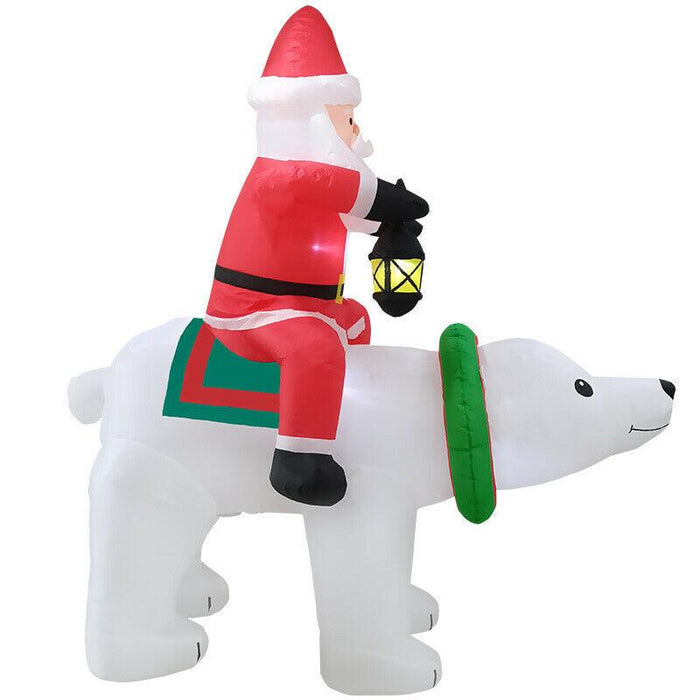 Giant Inflatable Outdoor Christmas Blow Up Santa With Polar Bear 7 Ft
