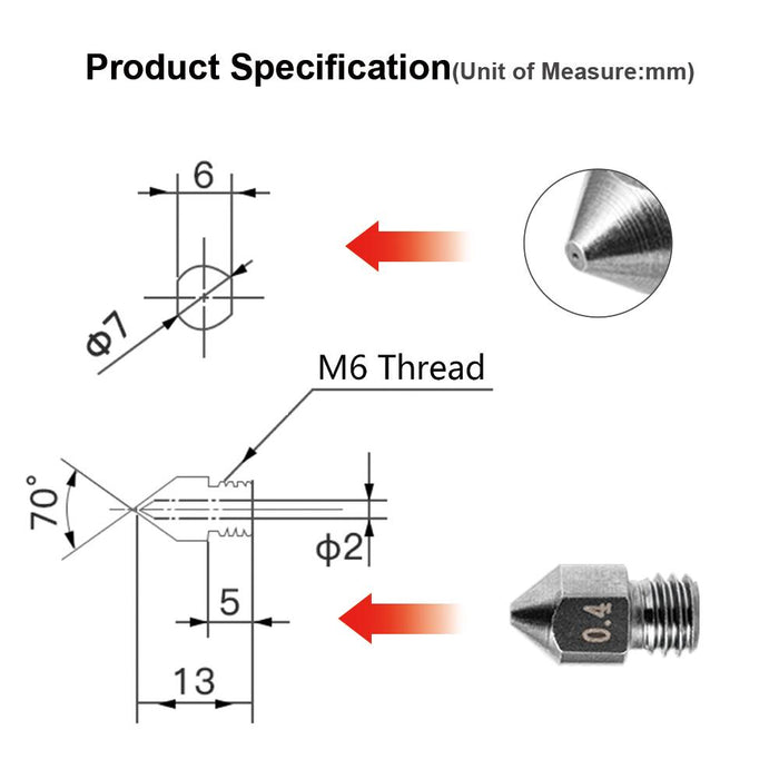 Tungsten /Brass 3D Printer Extruder Nozzle For CR/Ender Series