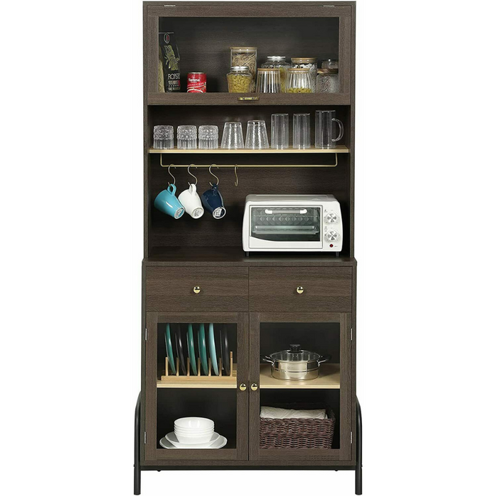 Large Freestanding Wooden Kitchen Pantry Storage Cabinet Closet