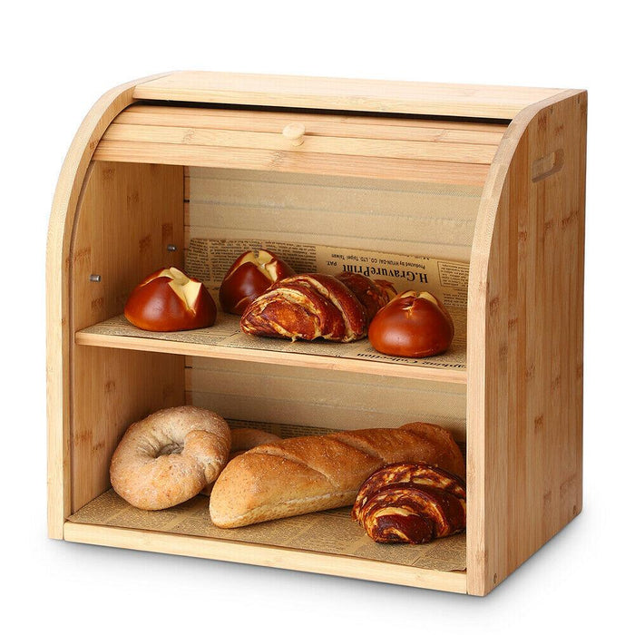 Bamboo Wooden Bread Box Farmhouse Large Storage Container