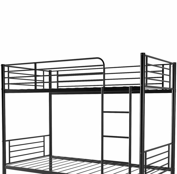 Black Over Twin Metal Bunk Bed w/Safety Guard Rail Ladder