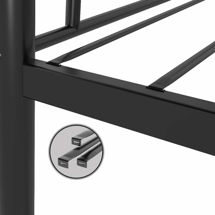 Black Over Twin Metal Bunk Bed w/Safety Guard Rail Ladder