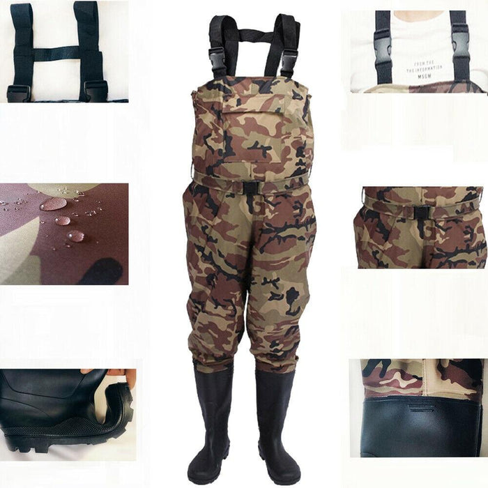 Camo Hunting Fishing Chest Wader Waterproof Rubber Boot Foot US 11
