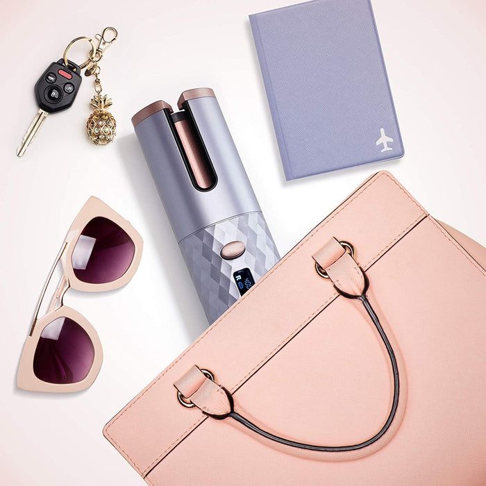 Cordless Curling Iron Automatic Hair Curling Wand Rotating Curler for Women and Men