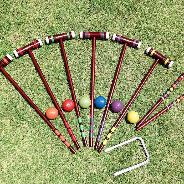 Premium Croquet Set with Wooden Balls Lawn Croquet Game Set with Travel Case