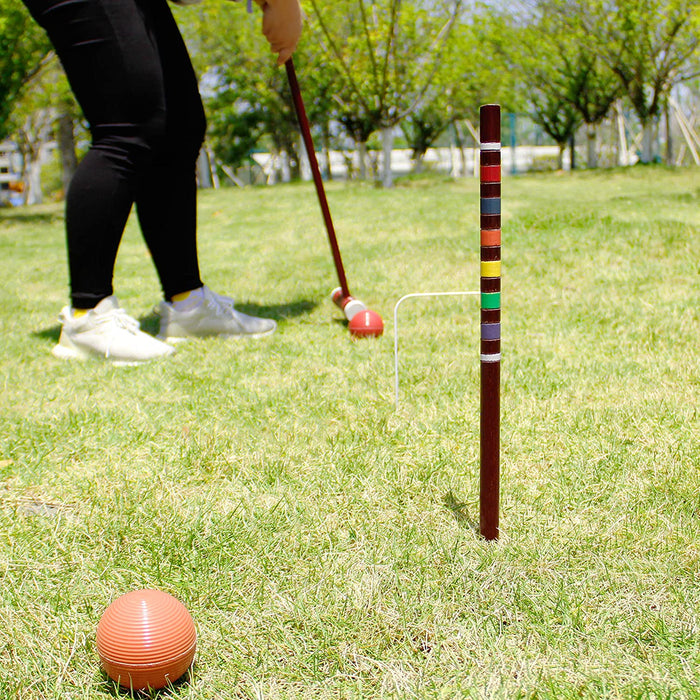 Premium Croquet Set with Wooden Balls Lawn Croquet Game Set with Travel Case