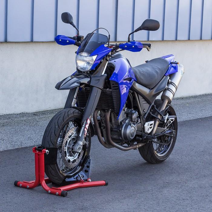Heavy Duty Upright Motorcycle Front / Rear Wheel Chock Stand