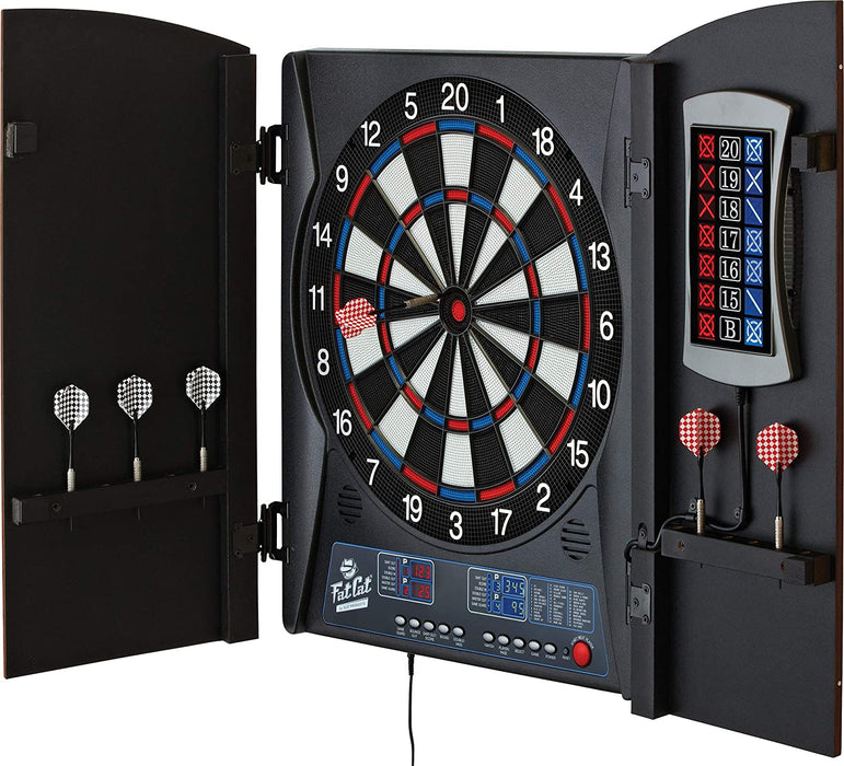 Electronic Dartboard Set Built in Cabinet Doors with Integrated Scoreboard