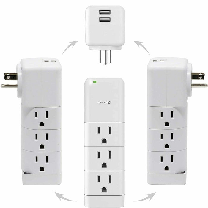 Dual USB Surge Protector Wall Charging Power Strip USB