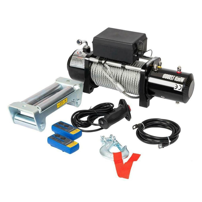 Electric 12V Steel Hoist Winch Portable Small Towing Truck Trailer