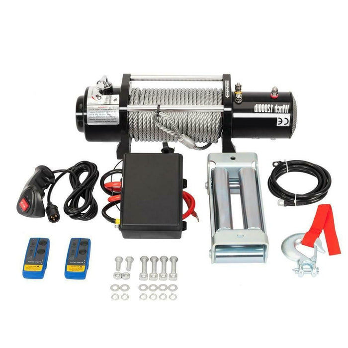 Electric 12V Steel Hoist Winch Portable Small Towing Truck Trailer