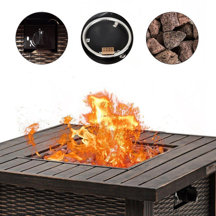 Premium Outdoor Patio Heater Propane Gas Fire Pit Square Table 30"