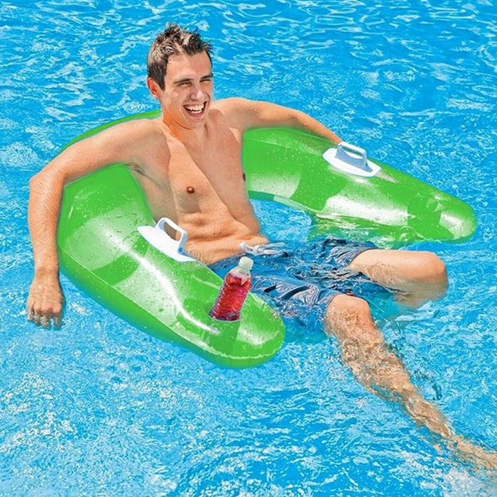 Premium Inflatable Floating Pool Lounge Chair With Cup Holder
