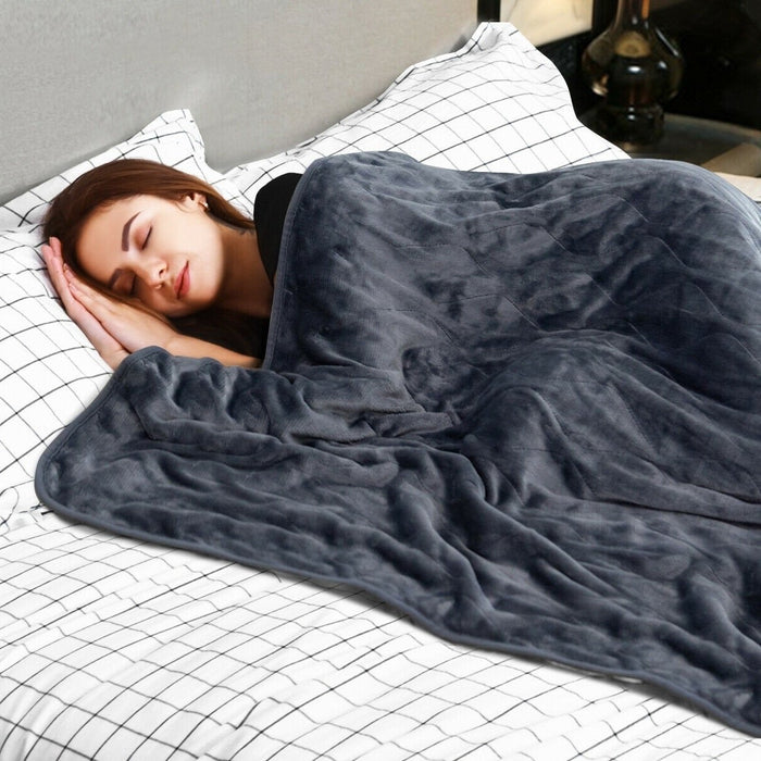 Grey Electric 3 Setting Heated Throw Blanket Flannel