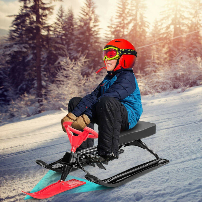 Kids & Baby Snow Sled with Steering Wheel and Brakes