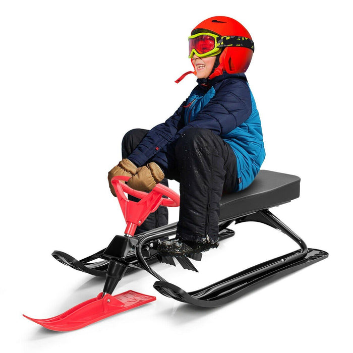 Kids & Baby Snow Sled with Steering Wheel and Brakes