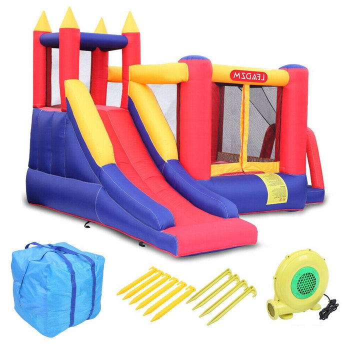 Kids Castle Slide Inflatable Bounce House Safety Jumper with Blower
