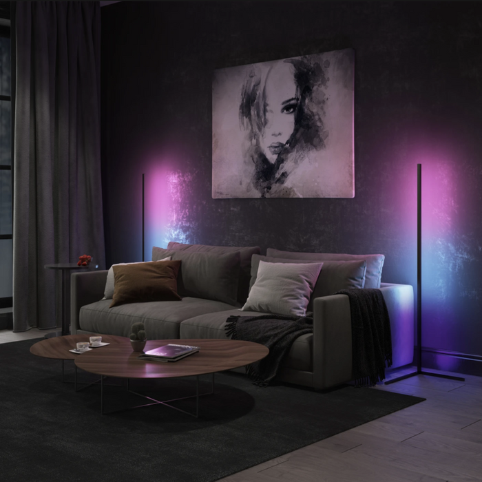 Luminisce Modern Corner LED Floor Lamp Color Changing Standing Light