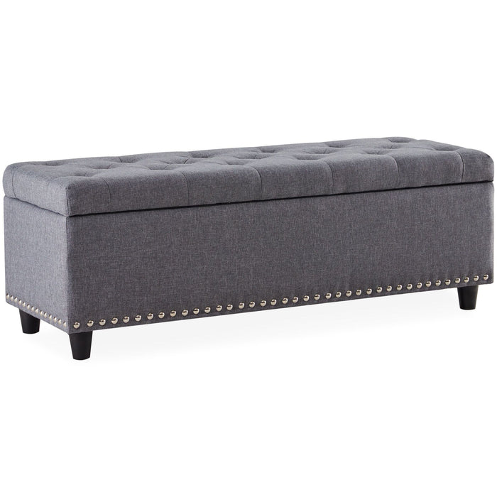 Luxury Rectangular Storage Linen Ottoman Bench Lift Top 48in