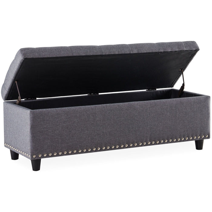 Luxury Rectangular Storage Linen Ottoman Bench Lift Top 48in