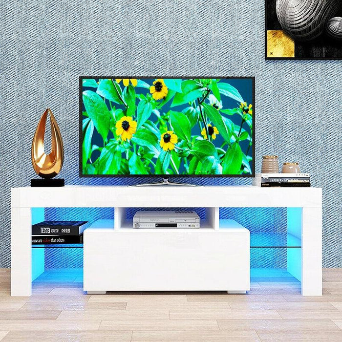 Modern Wooden TV Stand Cabinet LED Drawers 55in