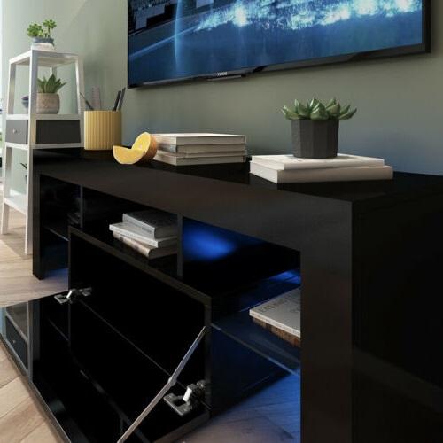 Modern Wooden TV Stand Cabinet LED Drawers 55in