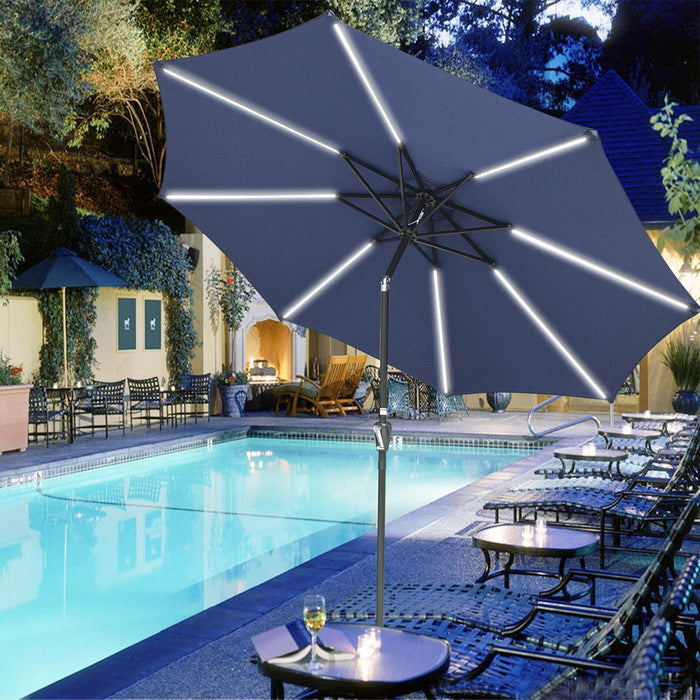Outdoor 10ft Patio Umbrella Sunshade with LED Lights