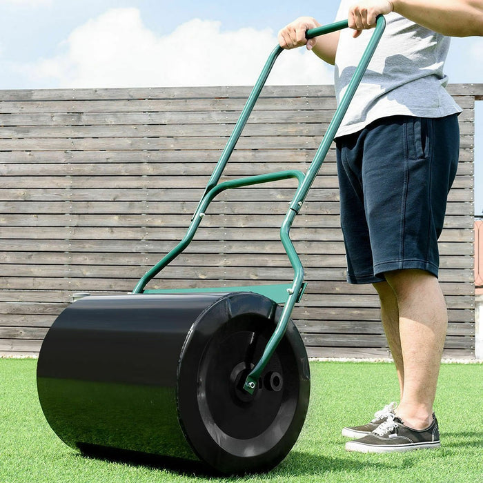 Outdoor Black Grass Lawn Roller Sand Filled Push Tow