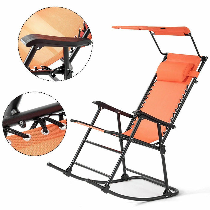 Outdoor Folding Rocking Portable Patio Camping Rocker Chair