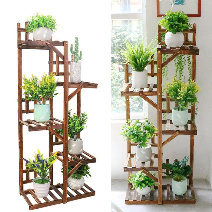 Outdoor Indoor Wooden 5 Tier Plant Corner Display Shelf Stand