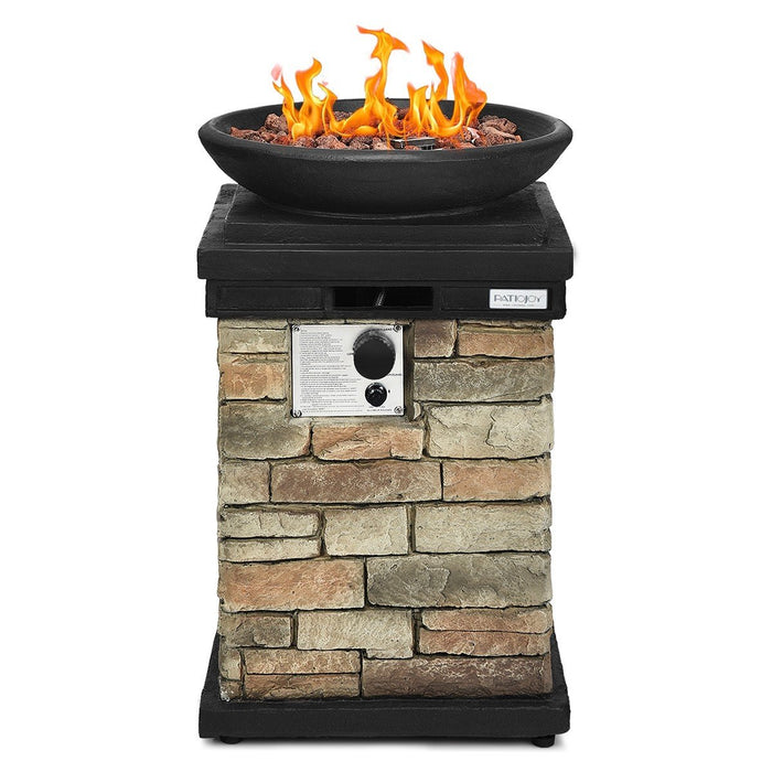 Outdoor Propane Burning Fire Bowl Column Realistic Look Firepit Heater