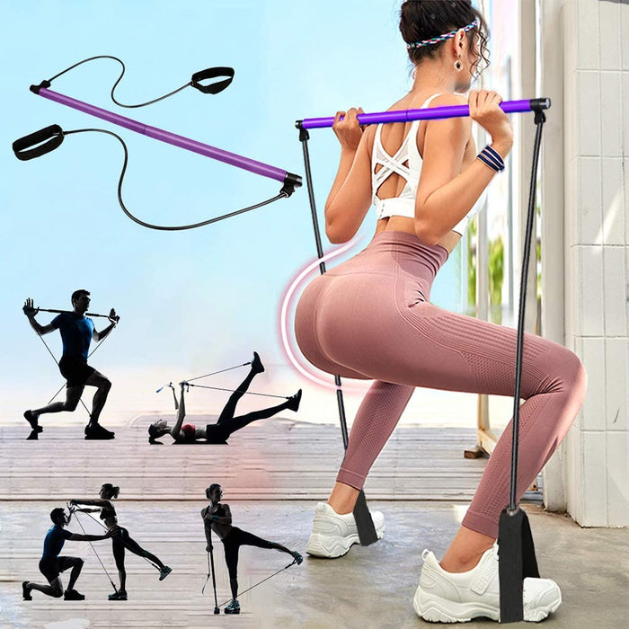 Pilates Home Exercise Resistance Band Workout Stick Fitness Bar Body Workout Stretch Band