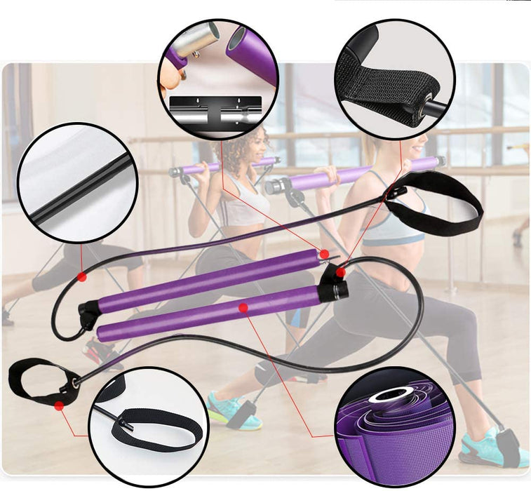 Pilates Home Exercise Resistance Band Workout Stick Fitness Bar Body Workout Stretch Band