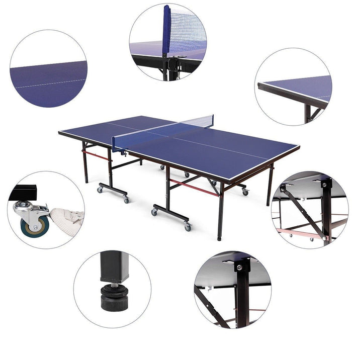 Premium Table Tennis Ping Pong Table Foldable Removable with Locking Casters