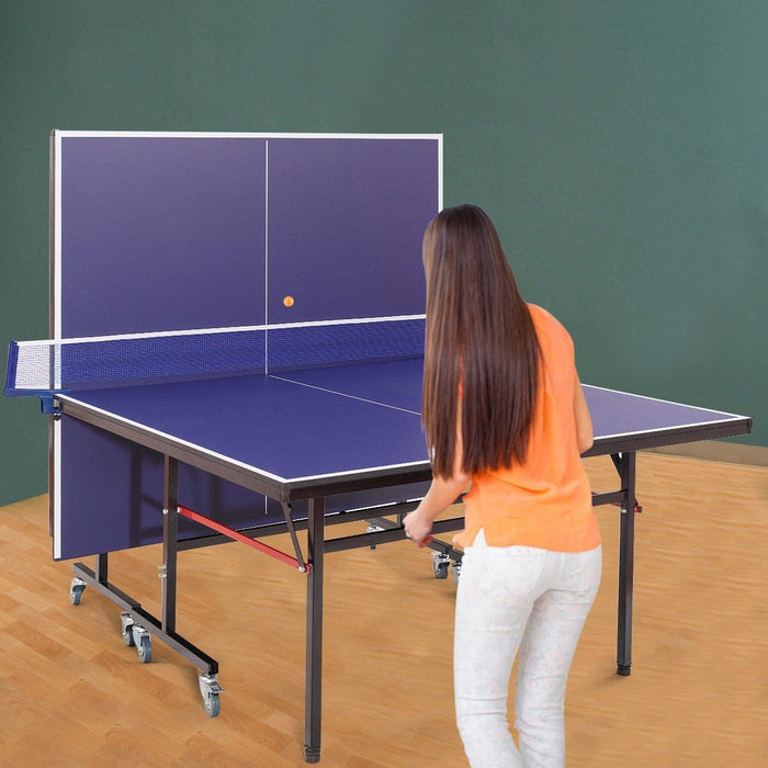 Premium Table Tennis Ping Pong Table Foldable Removable with Locking Casters