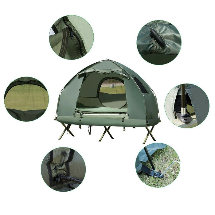 Portable Pop Up Tent Camping Sun Shelter Shade Tent with Air Mattress Sleeping Bag